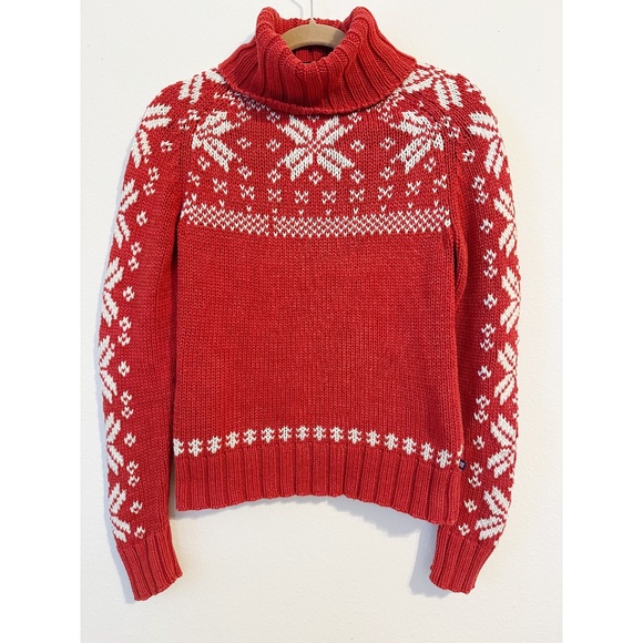 Ralph Lauren Polo Jeans Company Vintage Winter Fair Isle Holiday Sweater Red M - Picture 2 of 6